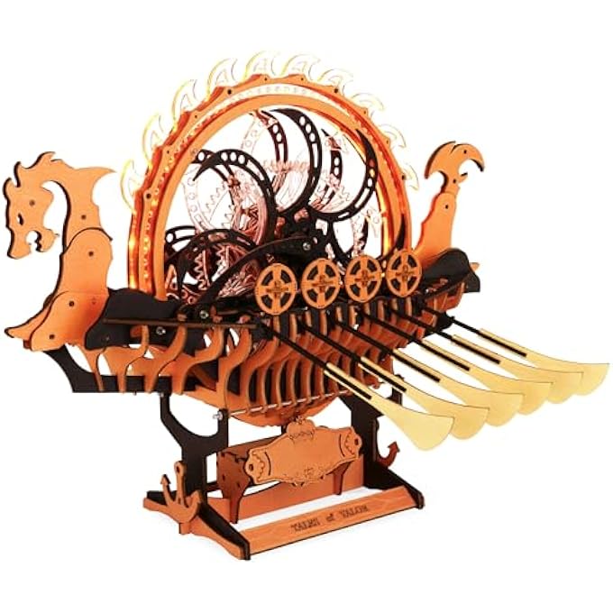 LK802 VIKING DRAGON SHIP MECHANICAL WOODEN PUZZLES, 229 PIECES 3D PUZZLES FOR ADULTS, CRAFTS FOR ADULTS HOBBY BUILDING KIT - Image 1